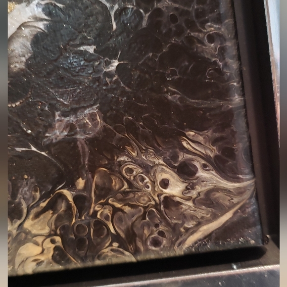 12"x12" (10"x10" without frame) Original Acrylic Pour Painting - Picture 3 of 4